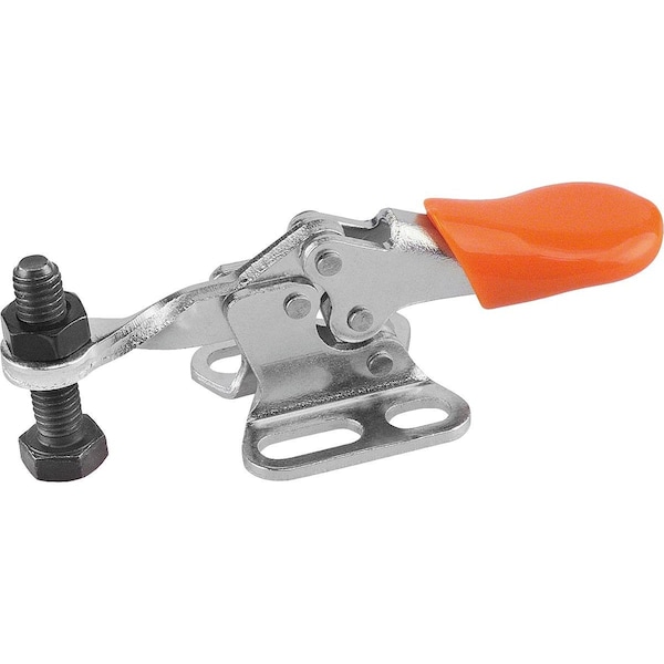 Kipp Toggle Clamp, Horizontal Foot, Mini, F1=500, Fixed Clamping Spindle M05X20, Steel Galvanized - K0070.0050