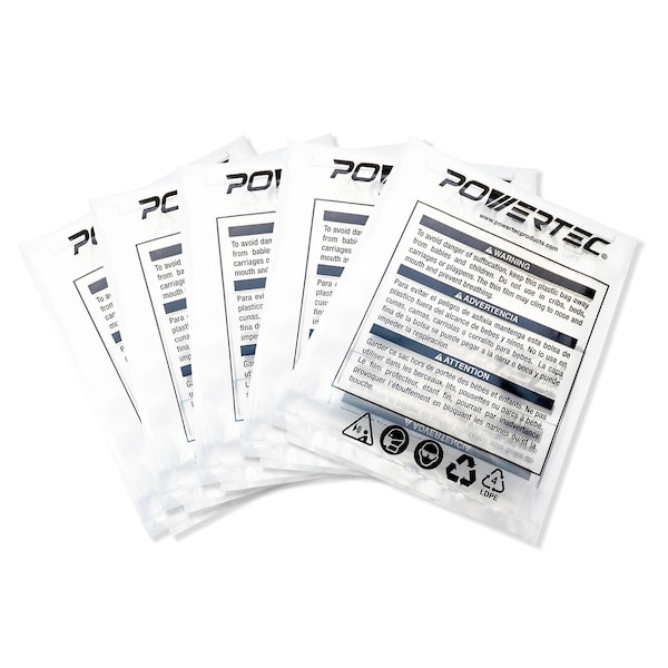 Powertec Clear Plastic Dust Collection Bag, 19-1/2 In Dia x 33-In, for machine with 19 in.Filter Drum, 5PK - 70009V
