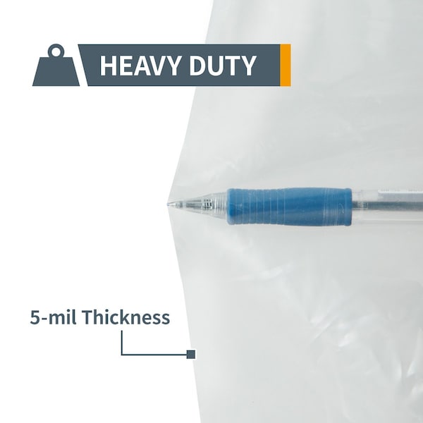 Powertec Clear Plastic Dust Collection Bag, 19-1/2 In Dia x 33-In, for machine with 19 in.Filter Drum, 5PK - 70009V