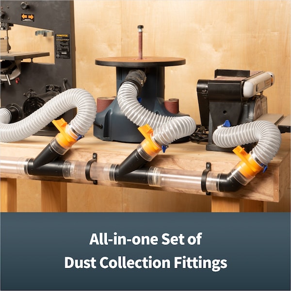 Powertec 2-1/2-Inch Dust Collection Fittings Kit w/ Connectors, Blast Gates and Clamps, Three Machine Set-Up - 70315