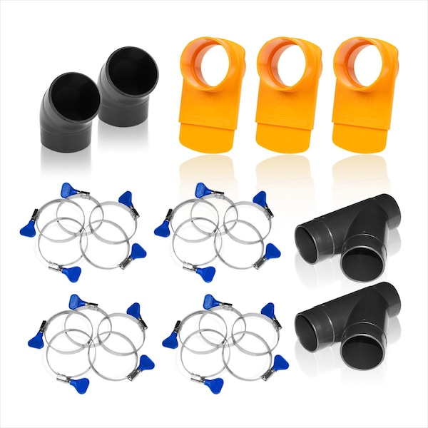 Powertec 2-1/2-Inch Dust Collection Fittings Kit w/ Connectors, Blast Gates and Clamps, Three Machine Set-Up - 70315