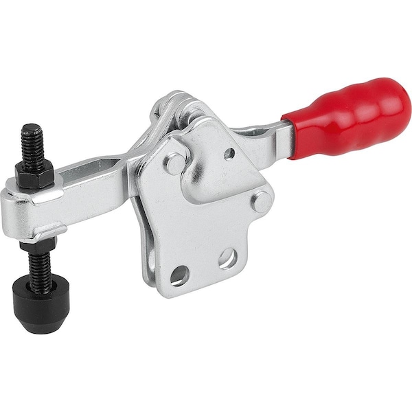 Kipp Toggle Clamp Standard L=110, Form:B Steel, Vertical Foot, Comp:Plastic, Comp:Red, F2=1000 - K1239.01000