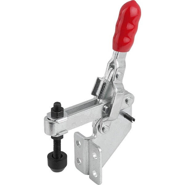 Kipp Toggle Clamp Vertical Std, Angled Foot F2=1000, Adj Clamping Spind M05X35, Steel Zinc Plated,  - K1259.01000