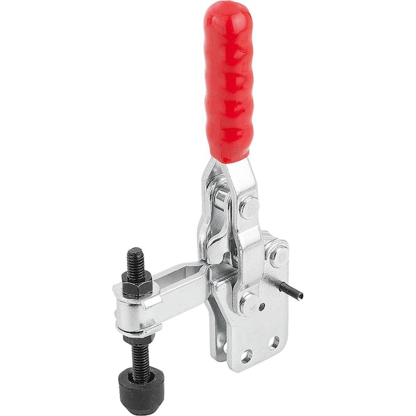 Kipp Toggle Clamp, Vertical Foot, Std, F2=1600, Adj Clamping Spind M06X50, Steel Electro Zinc-Plated,  - K1246.01600