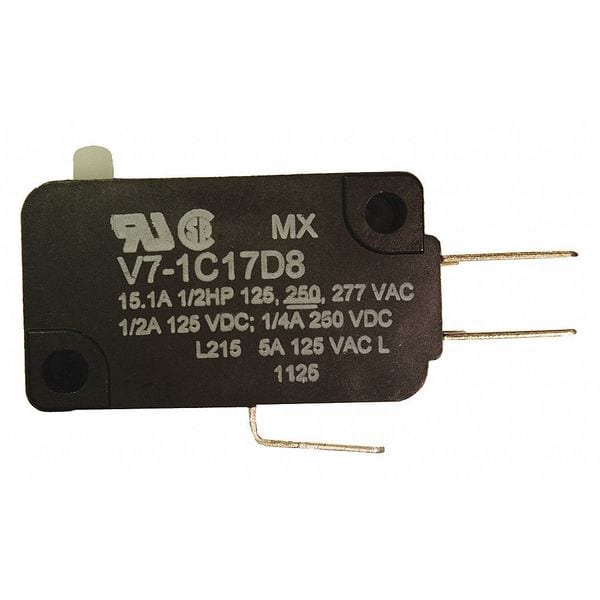 Interruptor de acción rápida en miniatura Honeywell, con pasador, actuador de émbolo, SPDT, calificación de contacto de 15A @ 240V CA - V7-1C17D8