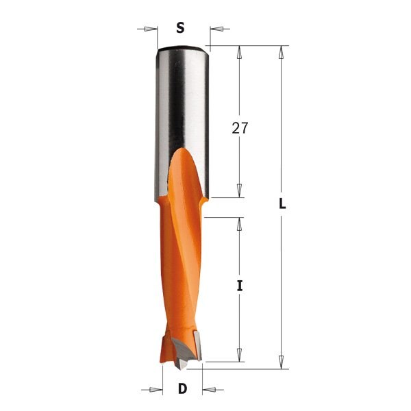 Cmt Dowel Drill, Left, 16mm dia., 27mm Cut L - 310.160.12