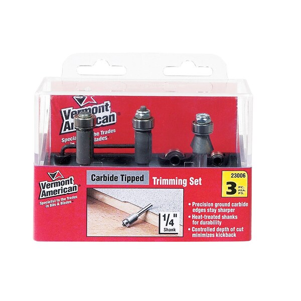 Vermont American Vermont American 1/4 in. D X Multi Size in. X 4 in. L laminate trim Router Bit Set 3 pc - 23006