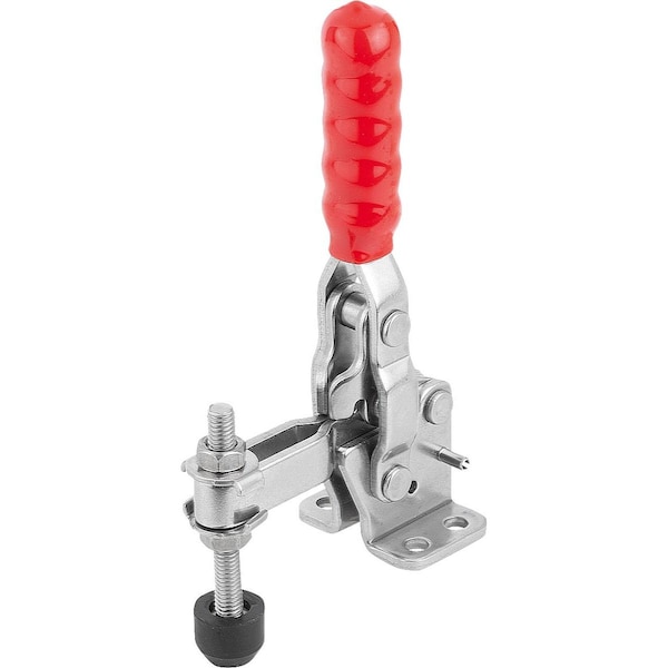Kipp Toggle Clamp Vertical Std, Horizontal Foot F2=1600, Adjustable Clamping Spind M06X50, Stainless - K1255.101600