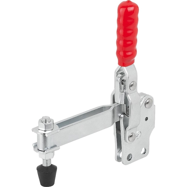 Kipp Toggle Clamp Standard L=141 Steel, Vertical Foot, Comp:Plastic, Comp:Red, F2=2400 - K1248.02400