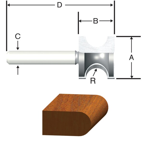 Vermont American Vermont American 1 in. D X 3/16 in. X 2-1/8 in. L Carbide Tipped Bull Nose Router Bit - 23157