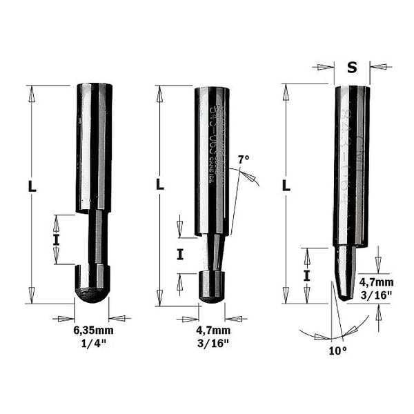 Cmt Trimmer Router Bit, HWM, 1/4 in - 842.095.11