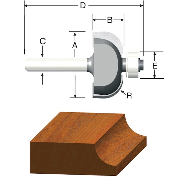 Vermont American Vermont American 1-1/2 in. D X 1/2 in. X 2-7/16 in. L Carbide Tipped Cove Router Bit - 23141