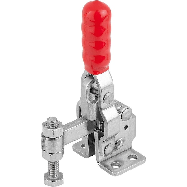 Kipp Toggle Clamp Vertical Mini, Horizontal Foot F1=800, Fixed Clamping Spindle M06X40, Stainless Bright,  - K1254.1800