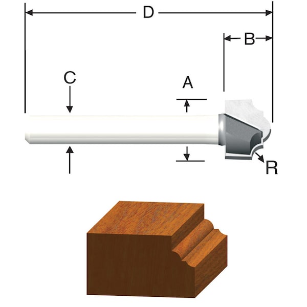 Vermont American Vermont American 1/2 in. D X 1/2 in. X 1-7/8 in. L Carbide Tipped 2-Flute Classical Router Bit - 23126