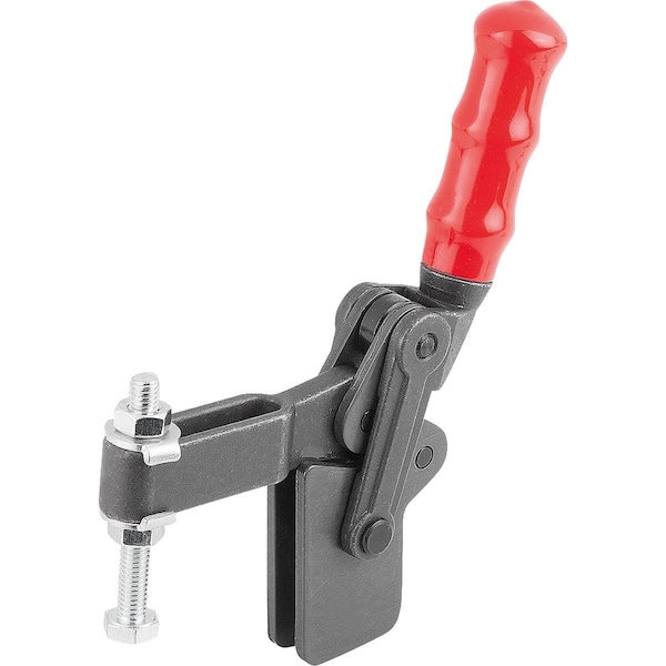 Kipp Toggle Clamp Heavy Version L=84 Steel, Vertical Foot, Comp:Plastic, Comp:Red, F2=6000 - K1245.06000