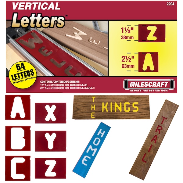 Milescraft 1.5in. & 2.5in. Vertical Letter Templates for Sign PRO & Sign Crafter Jig, 64pcs. - 2204