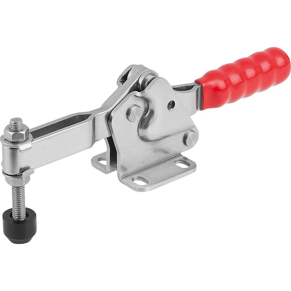 Kipp Toggle Clamp, Horizontal Foot, Std, F2=2500, Adjustable Clamping Spind M06X50, Stainless Bright,  - K1241.12500