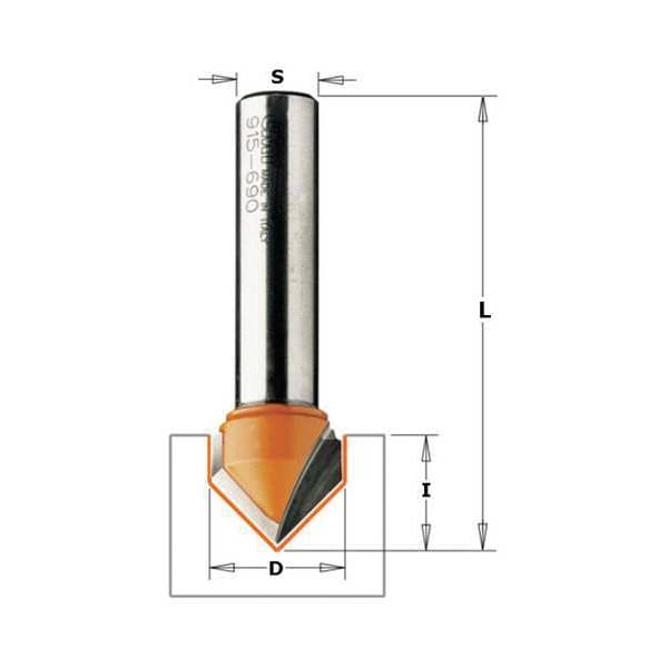 Cmt V Grooving Router Bit, HWM, 1/4 in - 815.064.11