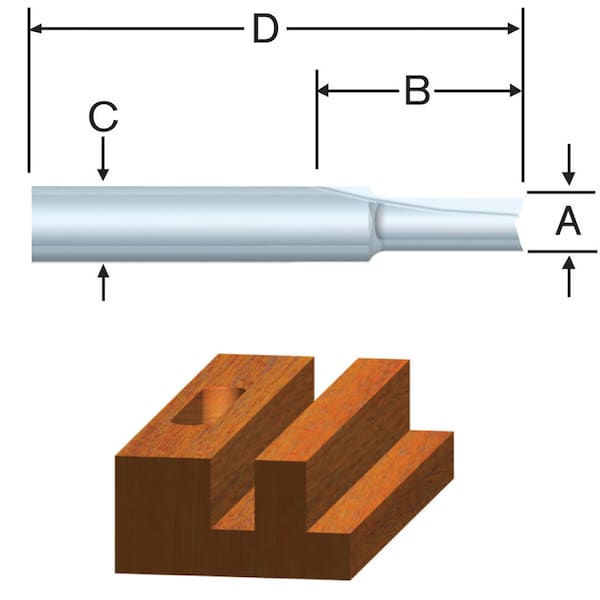 Vermont American Vermont American 1/2 in. D X 1/2 x 1 in. X 2-3/16 in. L Carbide Tipped 2-Flute Straight Router Bit - 23106