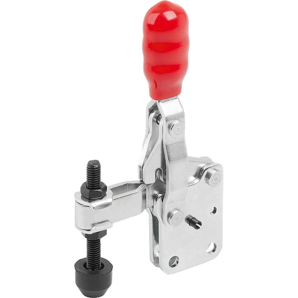 Kipp Toggle Clamp, Vertical Foot, Mini, F2=1000, Adj Clamping Spind M05X40, Steel Electro Zinc-Plated,  - K1246.01000