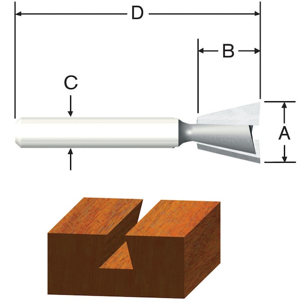 Vermont American Vermont American 1/2 in. D X 1/2 in. X 1-3/4 in. L Carbide Tipped Dovetail Router Bit - 23114