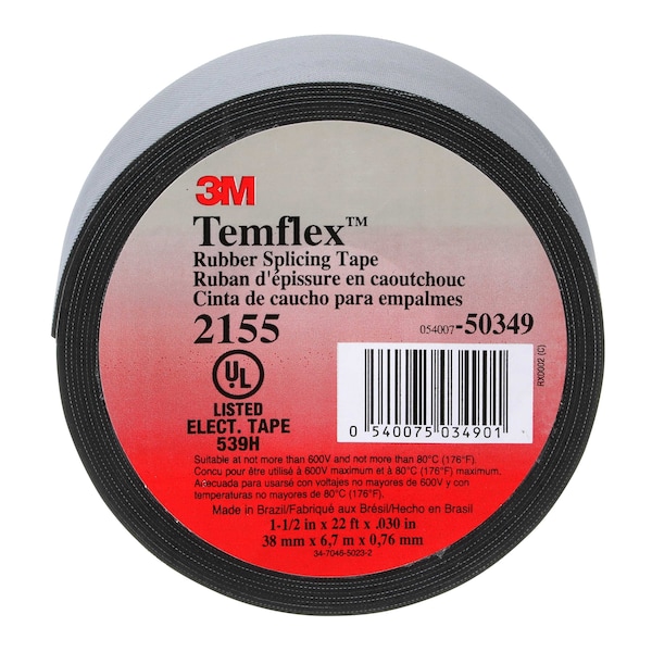 Cinta eléctrica de 3M, 30 mil, 1-1/2" x 22 pies, paquete de 45 - 2155-1-1/2x22FT