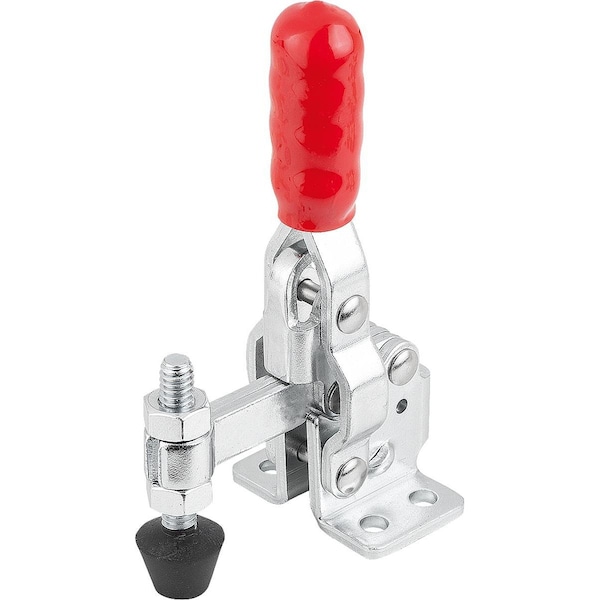 Kipp Toggle Clamp Vertical Mini, Horizontal Foot F1=800, Fixed Clamping Spindle M06X44, Steel Zinc Plated - K1254.0800