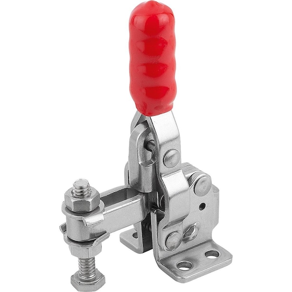 Kipp Toggle Clamp Vertical Std, Horizontal Foot F2=1800, Adjustable Clamping Spind M06X40, Stainless - K1255.101800