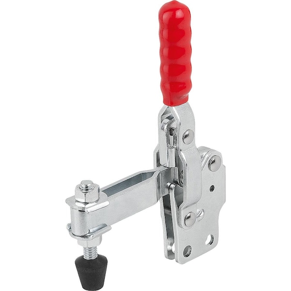 Kipp Toggle Clamp, Vertical Foot, Std, F2=2400, Adj Clamping Spind M08X63, Steel Electro Zinc-Plated,  - K1246.02400