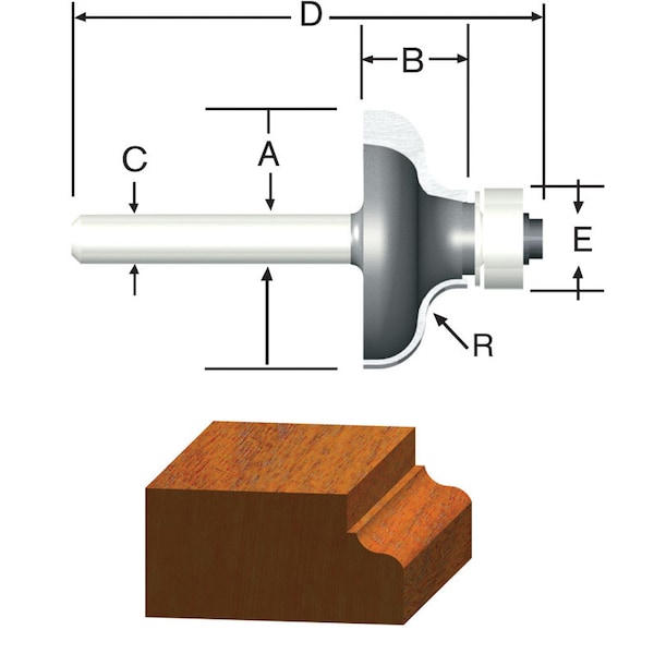 Vermont American Vermont American 1-1/2 in. D X 1/4 in. X 2-1/4 in. L Carbide Tipped Ogee Router Bit - 23146