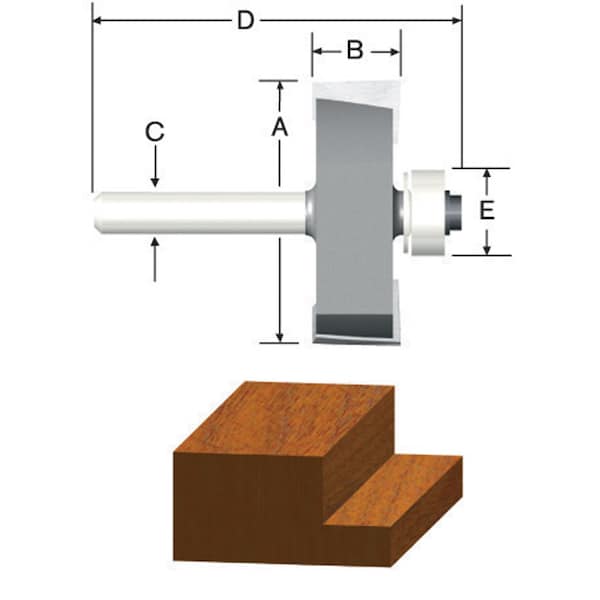 Vermont American Vermont American 1-1/2 in. D X 1/2 in. X 2-1/8 in. L Carbide Tipped Rabbeting Router Bit - 23118