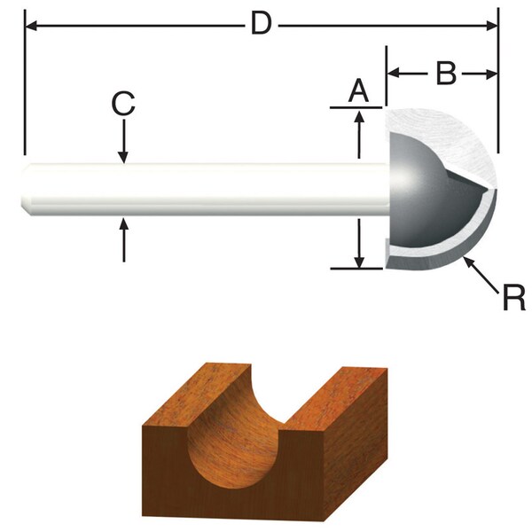 Vermont American Vermont American 5/8 in. D X 5/8 in. X 1-3/4 in. L Carbide Tipped Core Box Router Bit - 23124