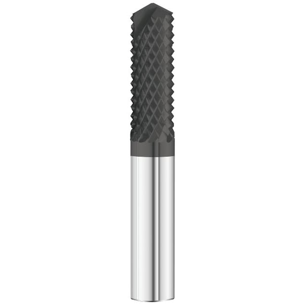 Fullerton Tool 2-Flute - 28° Helix - 5600 MATRX Burr Routers, FC1, RH Spiral, Style D - 135° Drill Point, 1/4 - 25271