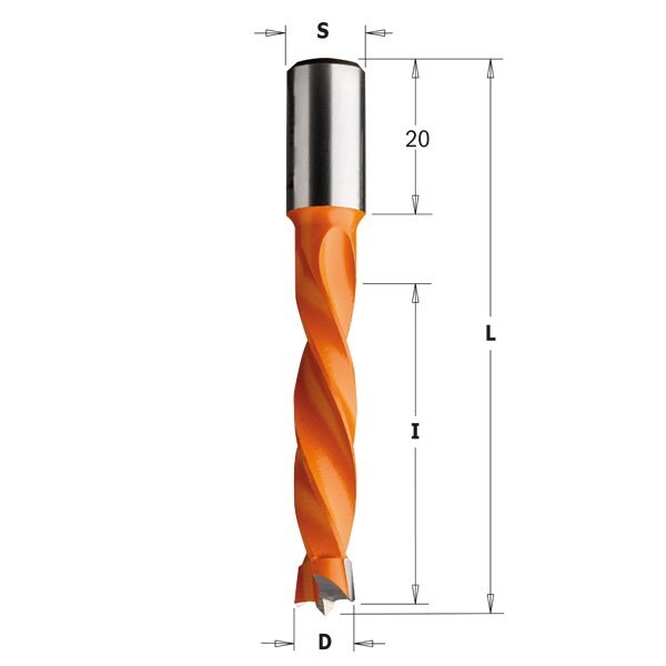 Cmt Dowel Drill, Left, 14mm dia., 43mm Cut L - 309.140.12