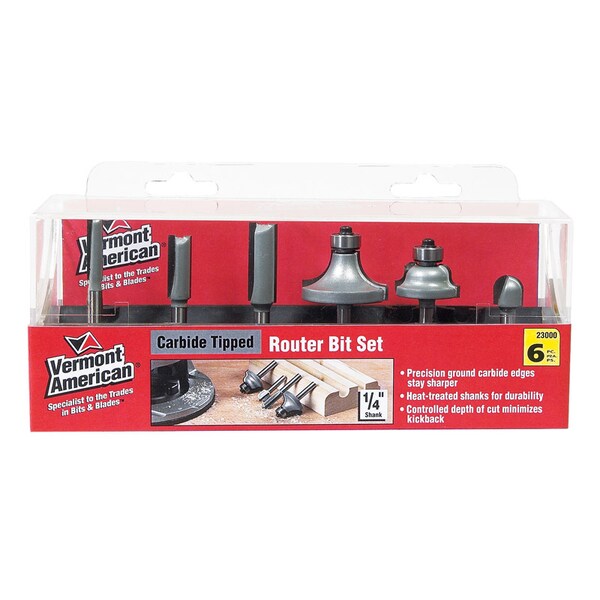 Vermont American Vermont American 1/4 in. D X Multi Size in. X 4 in. L Roman Ogee Router Bit Set 6 pc - 23000