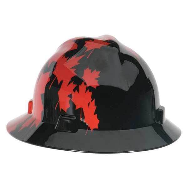 Msa Safety Hard Hat, V-Gard Freedom Series, Polyethylene, Ratchet (4-Point), Type 1, Class E, Black/Red - 10082235