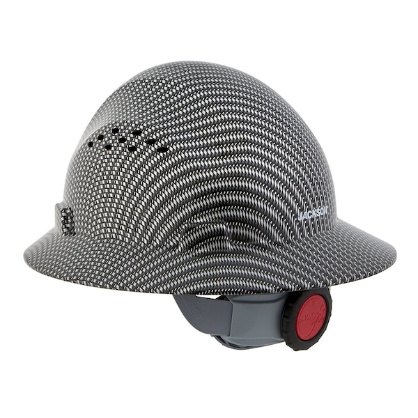 Jackson Safety Vented, 370 Speed Dial™ Ratcheting Headgear, Carbon Fiber - Silver - 20620