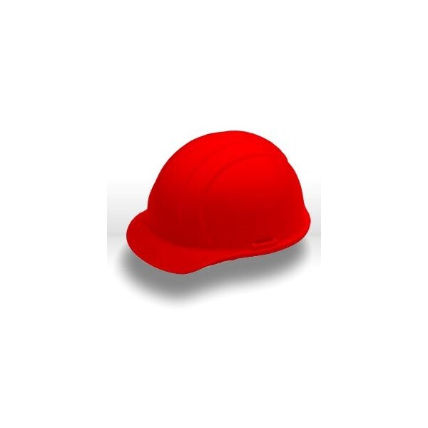 Erb Americana Mega Ratchet Safety Helmets CAP STYLE: 4-PT NYLON SUSPENSION W/RATCHET ADJUSTMENT, Red - 19364