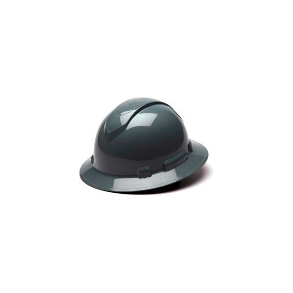 Pyramex Ridgeline Full Brim Hard Hat, Slate Gray, 4-Point Ratchet Suspension - HP54113