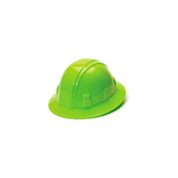 Pyramex SL Series Full Brim Hard Hat, Hi-Vis Green 4-Point Ratchet Suspension - HP24131