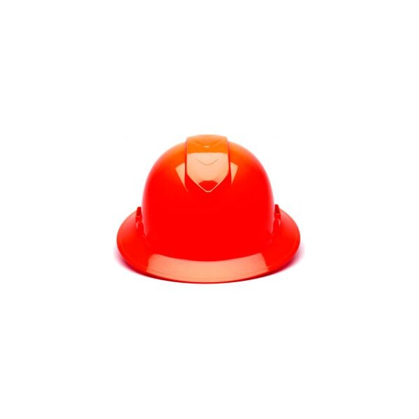 Pyramex Ridgeline Vented Full Brim Hard Hat, Vented Hi-Vis Orange, Full Brim 4-Point Ratchet Suspension - HP54141V