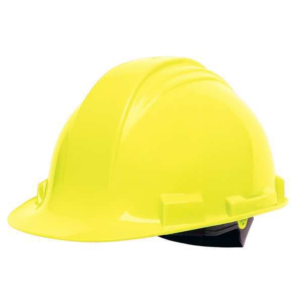 Honeywell North Hard Hat, Peak A59, Polyethylene, 4 Point Ratchet, Type 1, Class E, Yellow - A59R020000