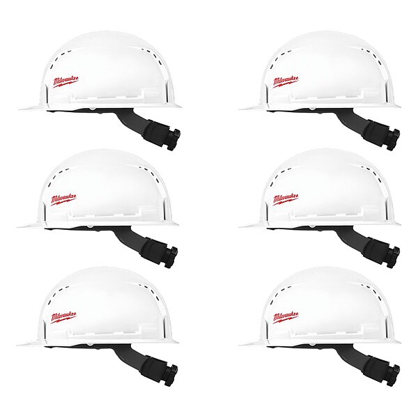 Milwaukee Tool Hard Hat, BOLT, Polyethylene, 4 Point Ratchet, Type 1, Class C, White - 48-73-1001X6
