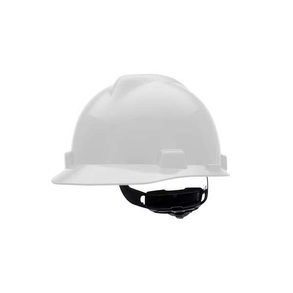 Msa Safety Hard Hat, Super-V, Polyethylene, 4 Point Ratchet, Type 2, Class E, White - C217091