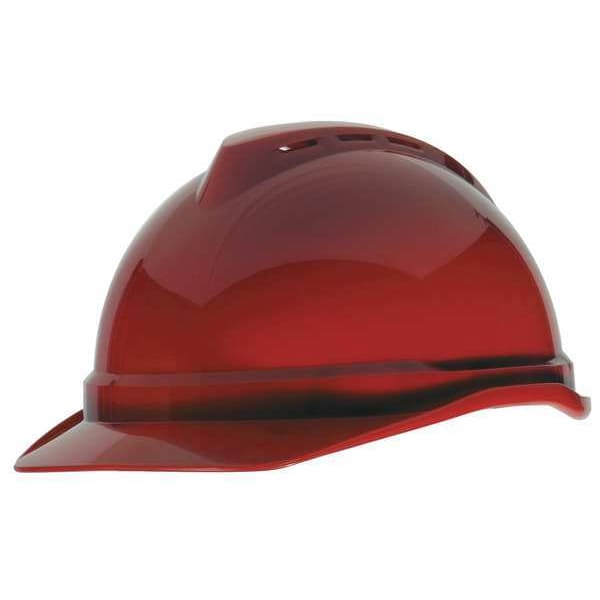 Msa Safety Hard Hat, V-Gard 500, Polyethylene, 4 Point Ratchet Suspension, Type 1, Class C, Red - 10034022
