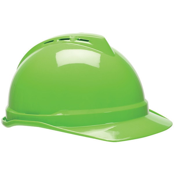 Msa Safety Hard Hat, V-Gard 500, Polyethylene, 4 Point Ratchet, Type 1, Class C, Lime Green - 10035212