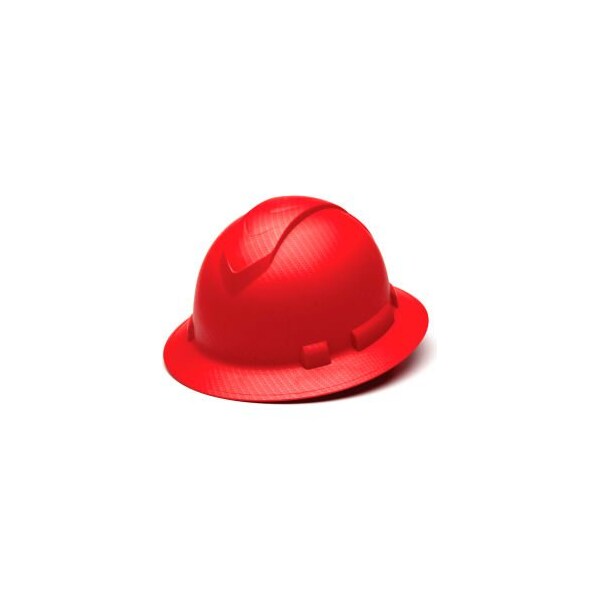 Pyramex Ridgeline Full Brim Hard Hat, Mate Red Pattern, 4-Point Ratchet Suspension - HP54121
