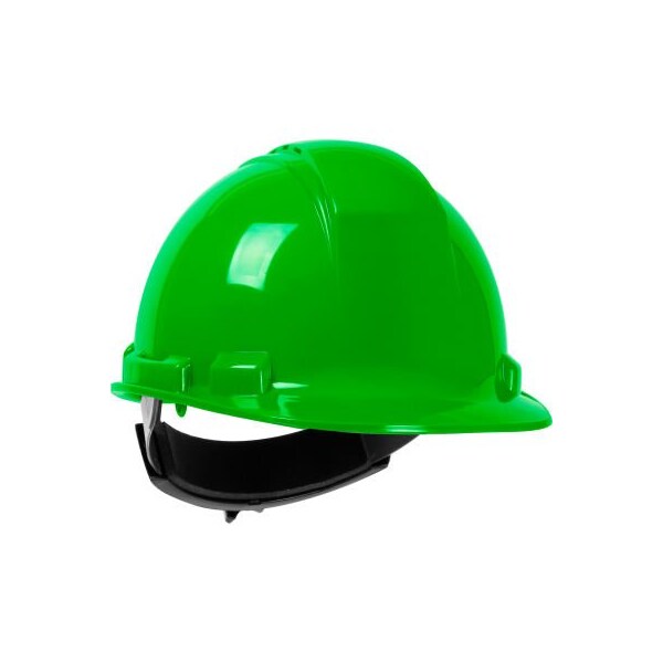 Pip Whistler Cap Style Hard Hat HDPE Shell, Vented 4-Pt Textile Suspension, Ratchet Adjustment, Lime - 280-HP241RV-45