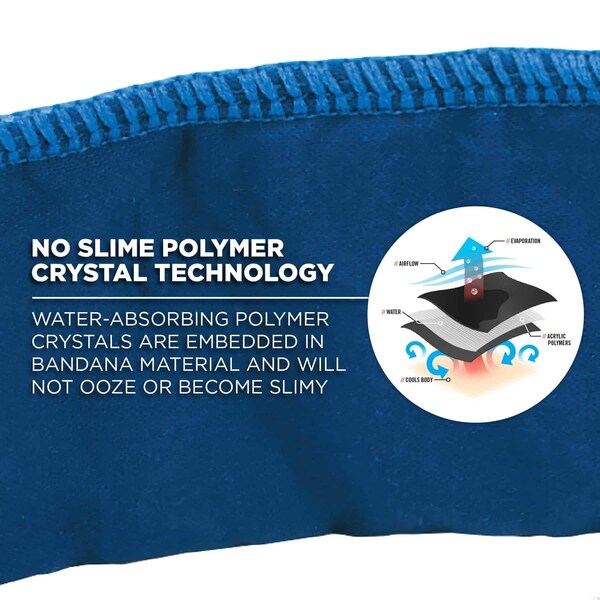 Ergodyne 6702 Blue Cooling Bandana - Embedded Polymers - Tie, 264PK - 6702-BULK