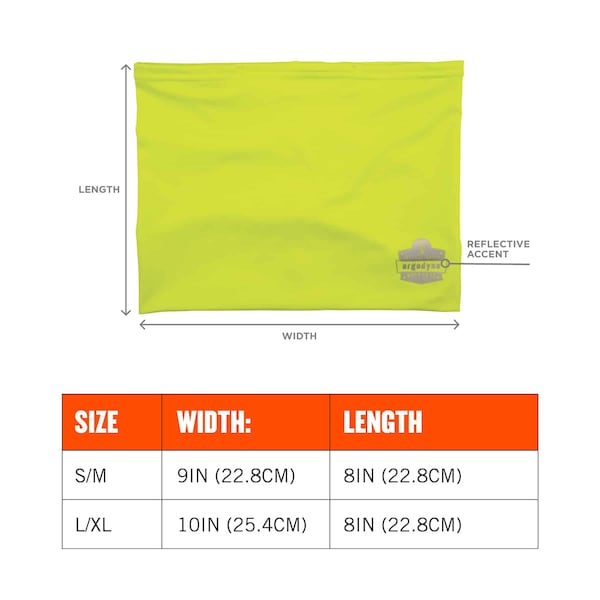 Ergodyne Hi-Vis Lime 2-Layer Cooling Multi-Band, L/XL - 6489
